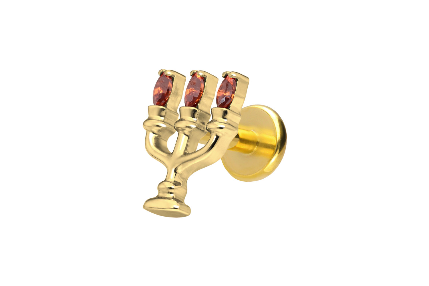 Titan Labret Piercing mit Push Fit KERZENLEUCHTER